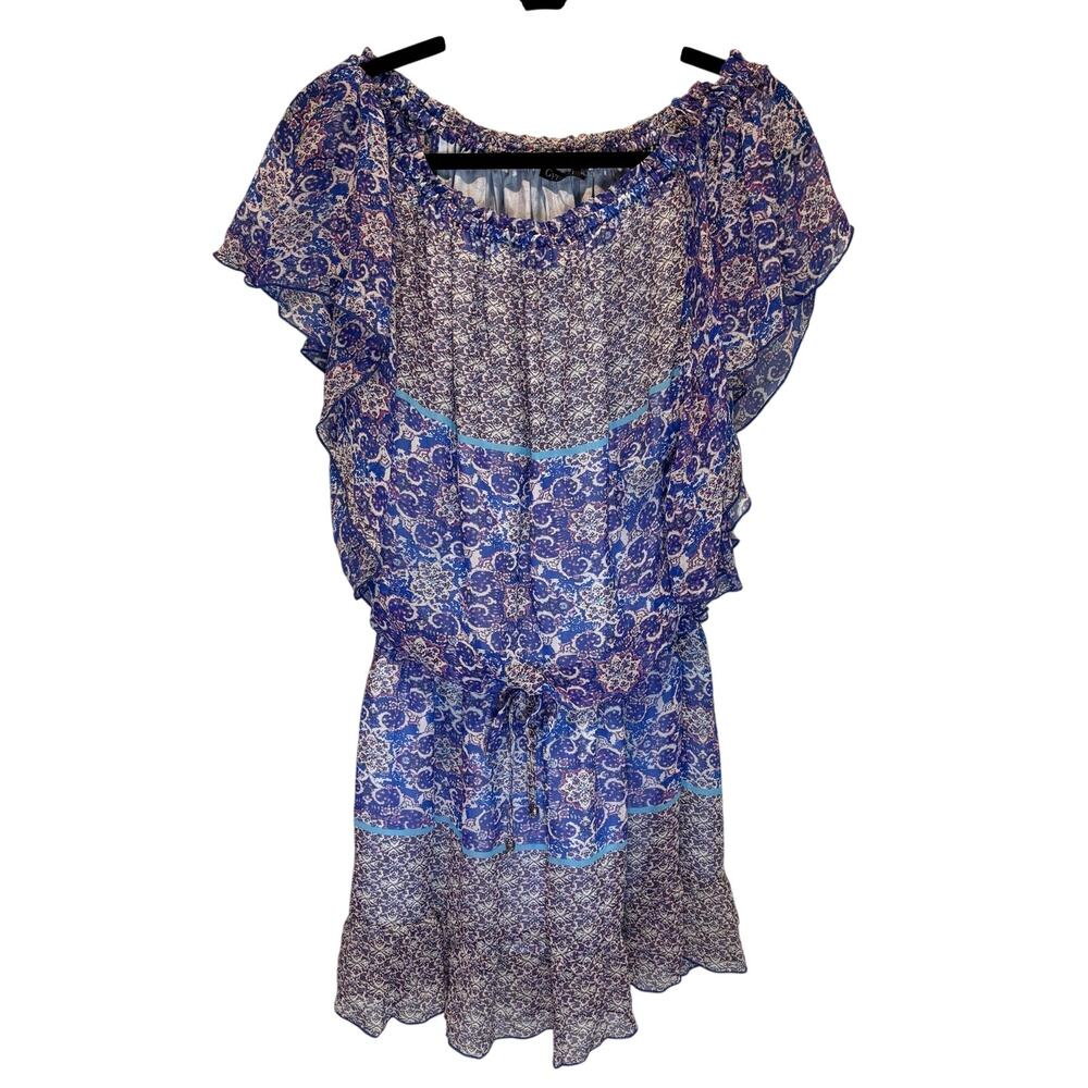 Gypsy 05 Silk Printed Short Sleeve Mini Dress - size Small